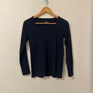 J. Crew Scoop Neck Long Sleeve T-Shirt in Navy | Size XS